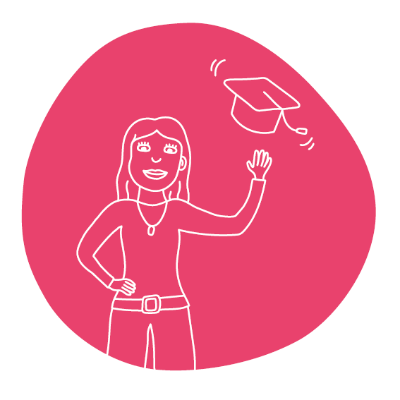 Signet für das Studium in der Stiftung: Studentin mit Bachelor-Hut